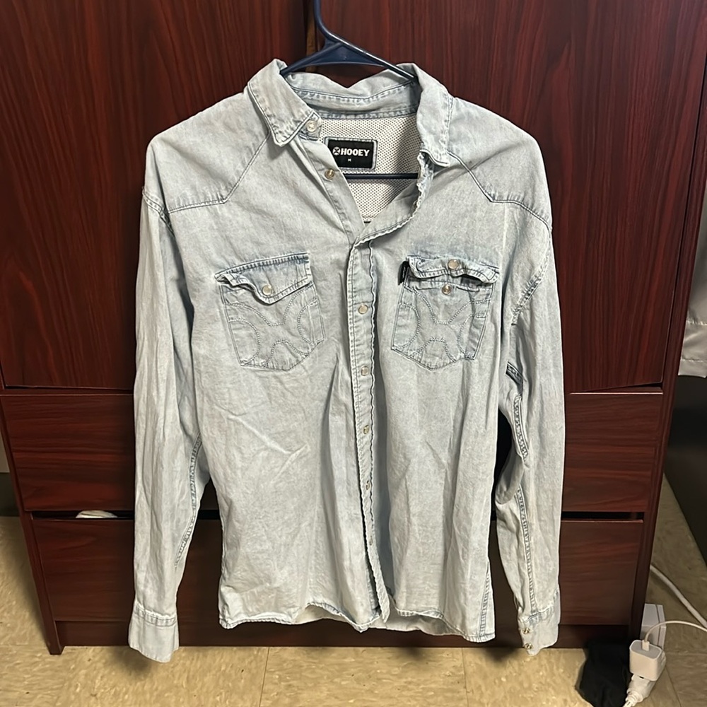 Men's Medium Hooey Denim Pearl Snap